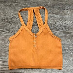 FP movement Orange Ribbed Halter Top
